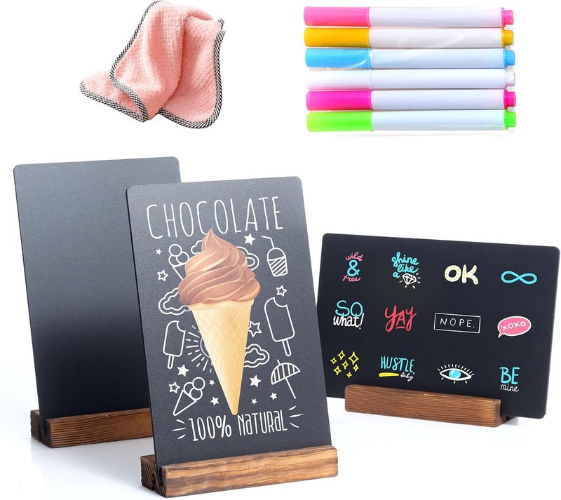 YEEON 3 Pack 5x7 in Chalkboard Sign Small Blackboard Decorative with Wood Base - Image 1